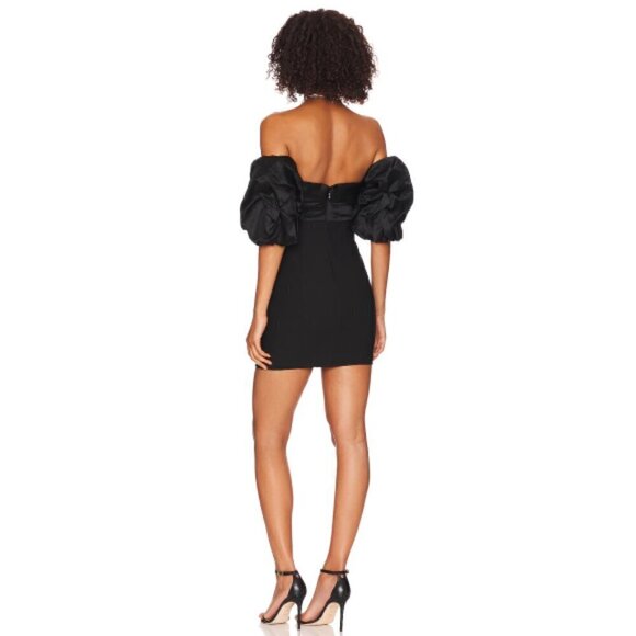 CINQ À SEPT 'Teo' Puff-Sleeve Off-Shoulder Mini Dress, Black - Picture 3 of 3